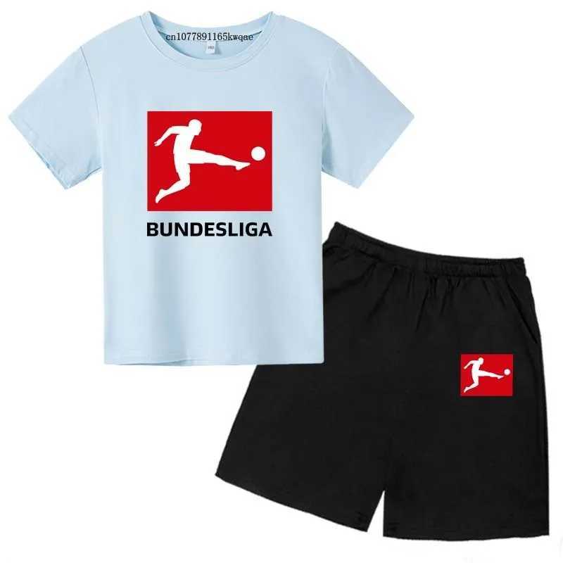 Clothing Sets Kids BUNDESLIGA Print Summer Sweat-wicking T-shirts+Pants 2pcs Sporty Suits 2-13 Years Boys Girls Leisure Outfits Children Sets H241214