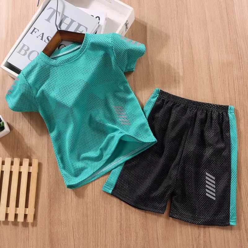Clothing Sets Summer Kid Boy Clothes Set Breathable Quick Drying T-shirts and Shorts Suit Children Girls Side Stripes Sport Tracksuits H241214