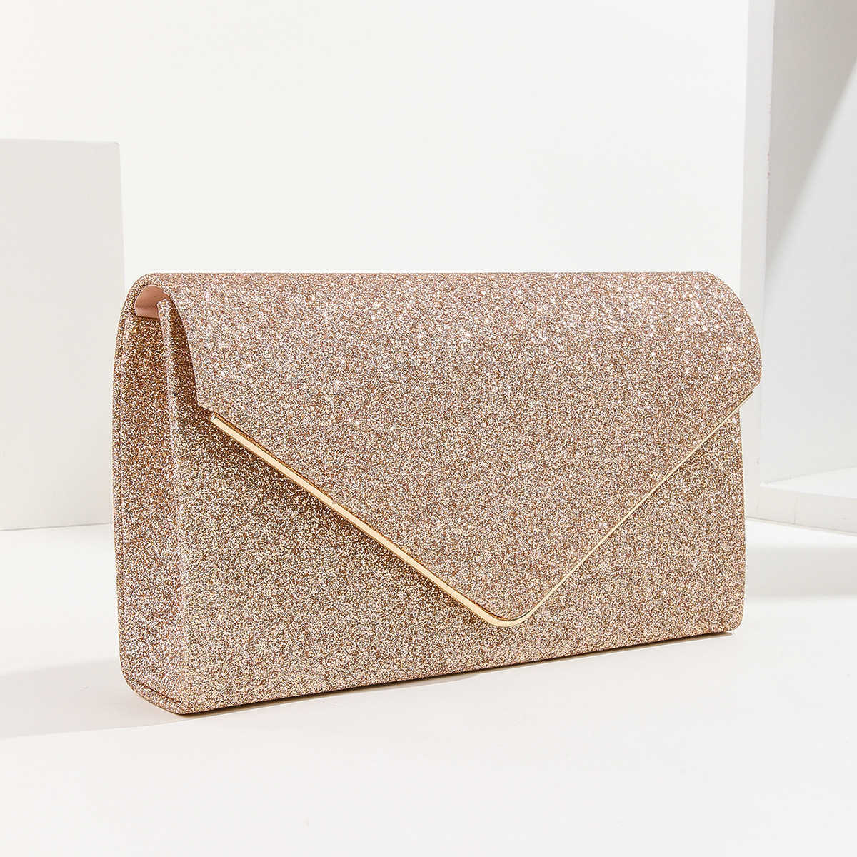 Clutch Bag New Fine Flash Dinner Bag Metal Three Fold Bag Holding One Shoulder Messenger Dress Evening Bag 240920