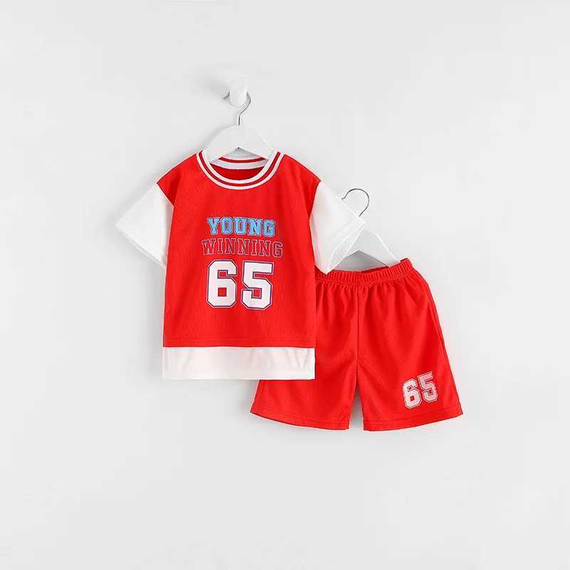 Clothing Sets Children Summer Basketball Casual Fashion Tracksuit Girls Toddler Trendy Loose Sports Clothing Boys Short Sleeve Tshirt+Short H241214