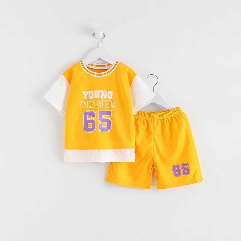 Clothing Sets Children Summer Basketball Casual Fashion Tracksuit Girls Toddler Trendy Loose Sports Clothing Boys Short Sleeve Tshirt+Short H241214