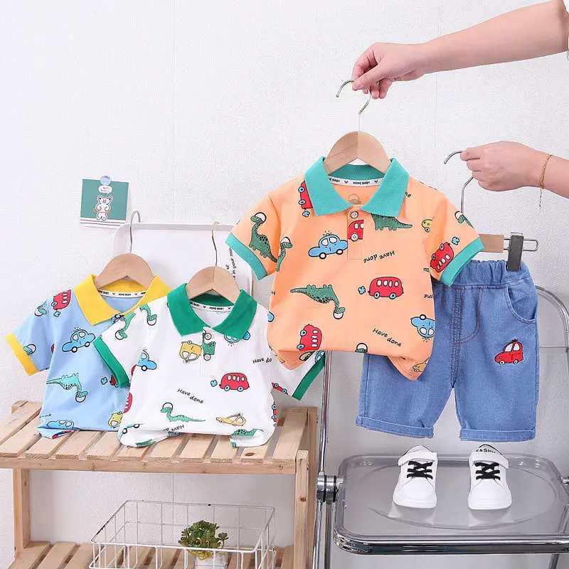 Clothing Sets Children Cotton Baby Boys Girl Clothes Summer Cars Sport T-shirt Shorts 2Pcs/Set Infant Causal Kids Toddler Tracksuits 0-5 Years H241214