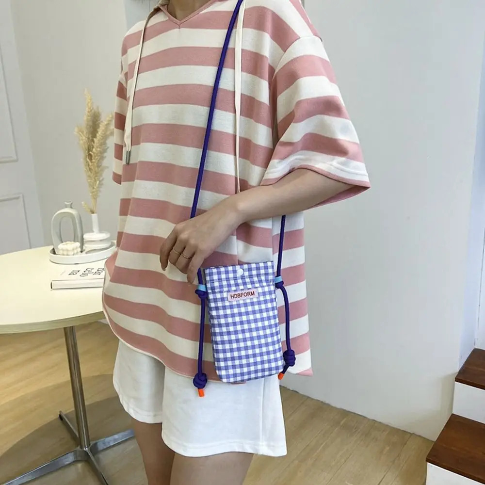 Polyester Mesh Shoulder Bag Multi functional Large Capacity Square Pocket Mini Cartoon Phone Bag 241213