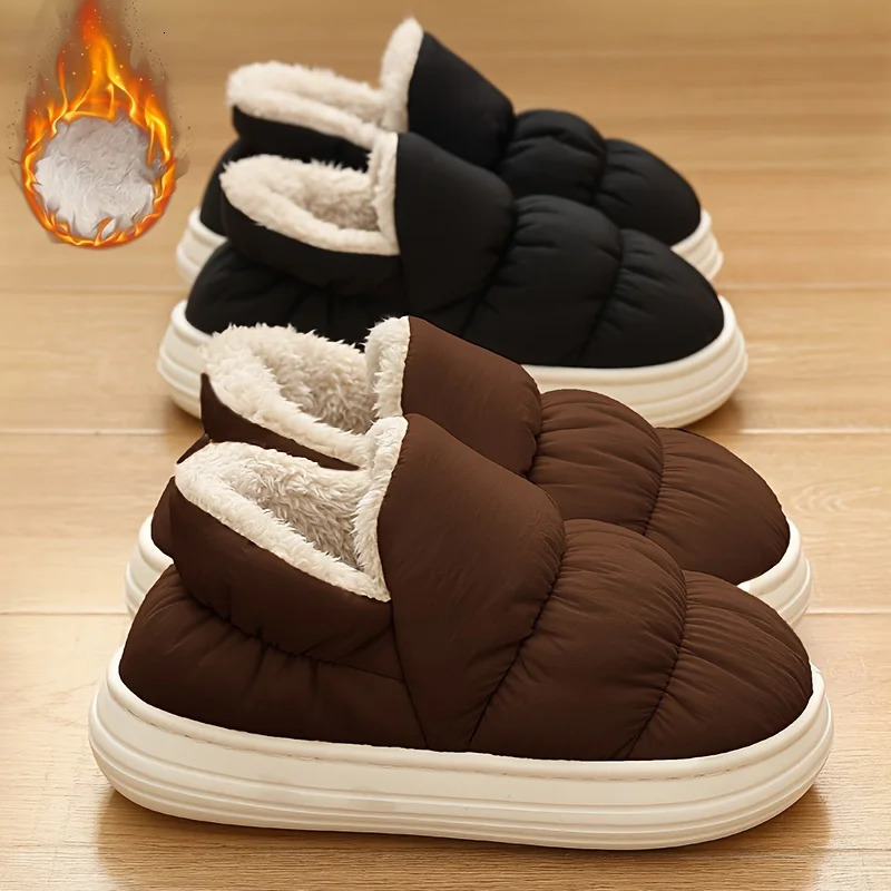 Winter Warm Thick Furry Women Ankle Boots Indoor Plush Slippers Ladies Men Outside Home Cotton Shoes 241214