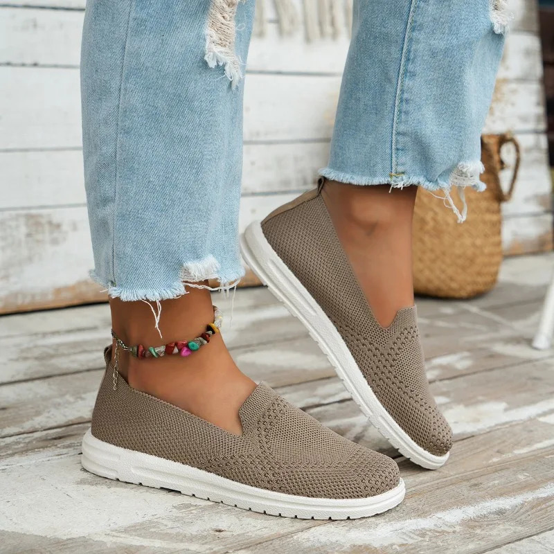 2024 Autumn Round Womens Fashion Website Le Fu Shallow Womens Flat Bottom Soft Bottom Knitted Ballet Flat Shoes Casual Boat Shoes 241213