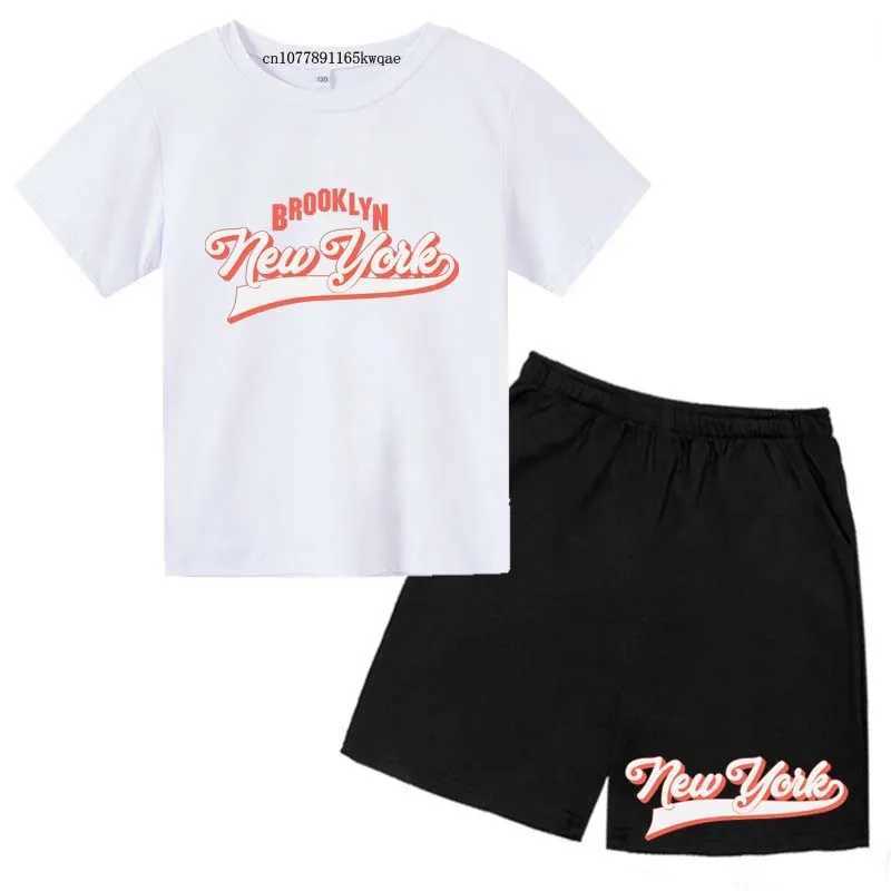 Clothing Sets Kids Summer Leisure Letter Print Soft T-shirts+Pants 2pcs Suits 2-13 Years Boys Girls Sports Streetwears Children Clothes Sets H241214