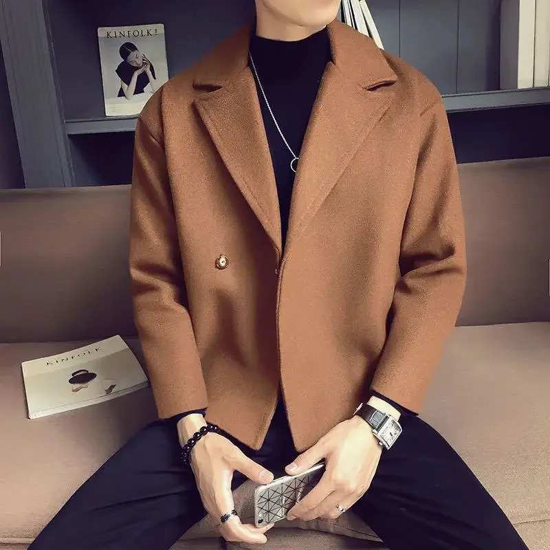 Casual mens Coats short and sales deals clothing fashion Korean reviews many fashionable mens wool and blended jackets 241211
