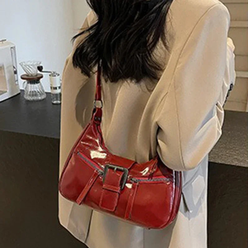 Y2K Small Retro Womens Underwear Cross Bag Retro Belt PU Leather Shoulder Bag Womens Fashion Handbag 241213