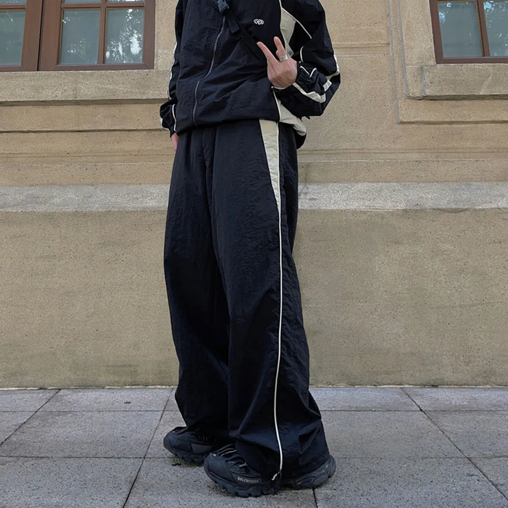 Mens Y2K Clothes Tracksuits Track Baggy Cargo Pants Oversize Clothing Joggers Harajuku Streetwear Black Wide Trousers for Men 241214