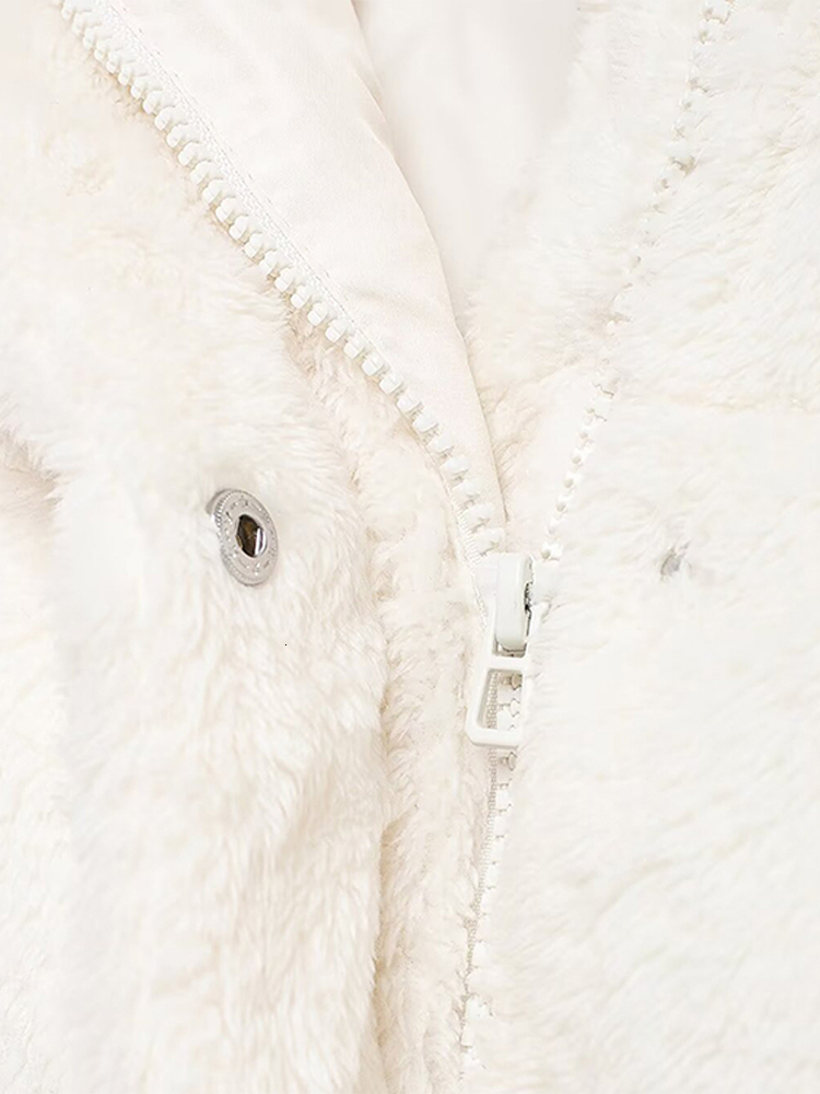 Casual Women's Fluffy Cotton Coats Loose Stand Collar Zipper Pocket Long Sleeve Jacket Autumn Winter Lady Thicken Outwear