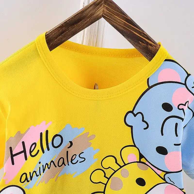 Clothing Sets Baby New Summer Cartoon Clothing Children Boy Girls Animals T Shirt Shorts 2Pcs/Set Kids Infant Wear Toddler Cacual Suit H241214
