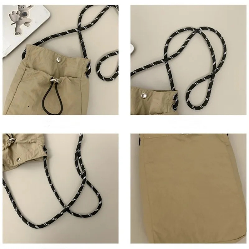 Mini Nylon Shoulder Bag Womens Fashion Cross Body Bucket Bag Casual Small Handbag Drawstring Bag Wallet Phone Bag 241213