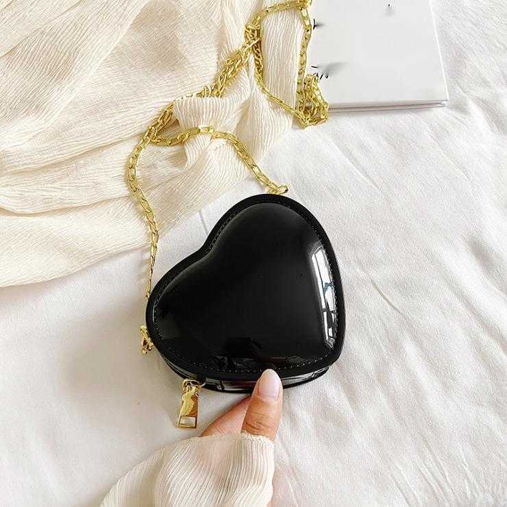 Trendy Fashion Mini Peach Heart Love Jelly Bag for Women Personalized Solid Color Chain Cute Mini Single Shoulder Crossbody Bag