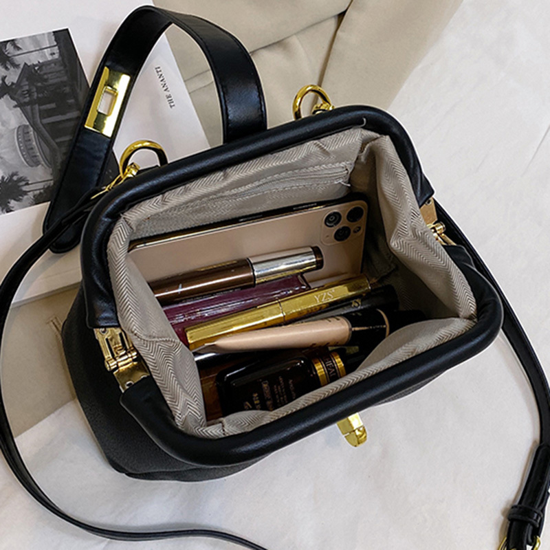 New designer women s orange PU leather small handbag shell clip bag women s gold blue cross shoulder bag trendy single shoulder bag bag