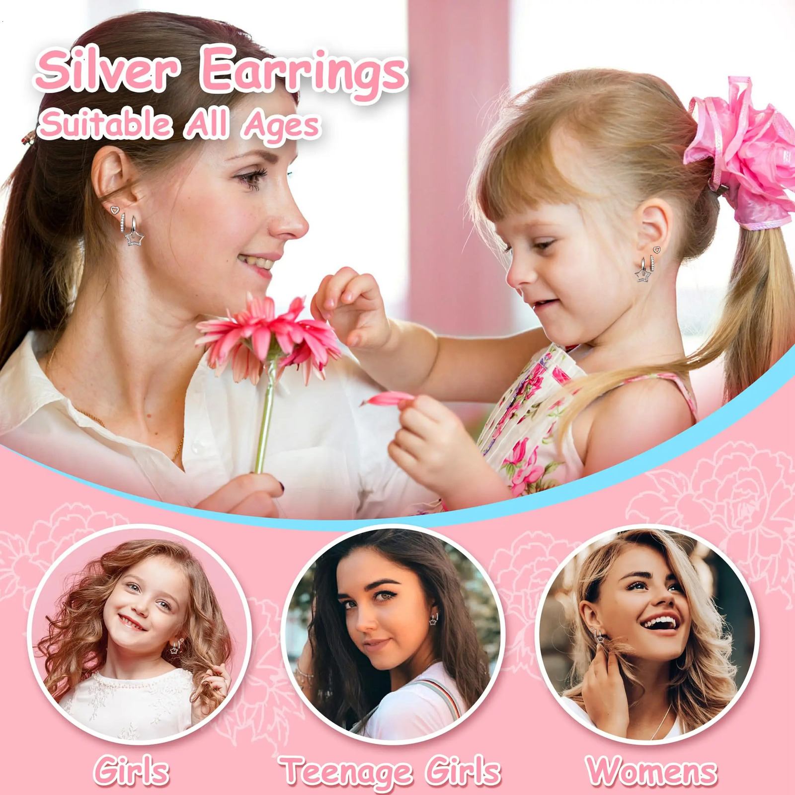 Drperfect 3pairs Earrings for Women Hypoallergenic Heart Star Stud Hoops Dangle Earrings Set for Women Studs Hoop Earring Sets 241214