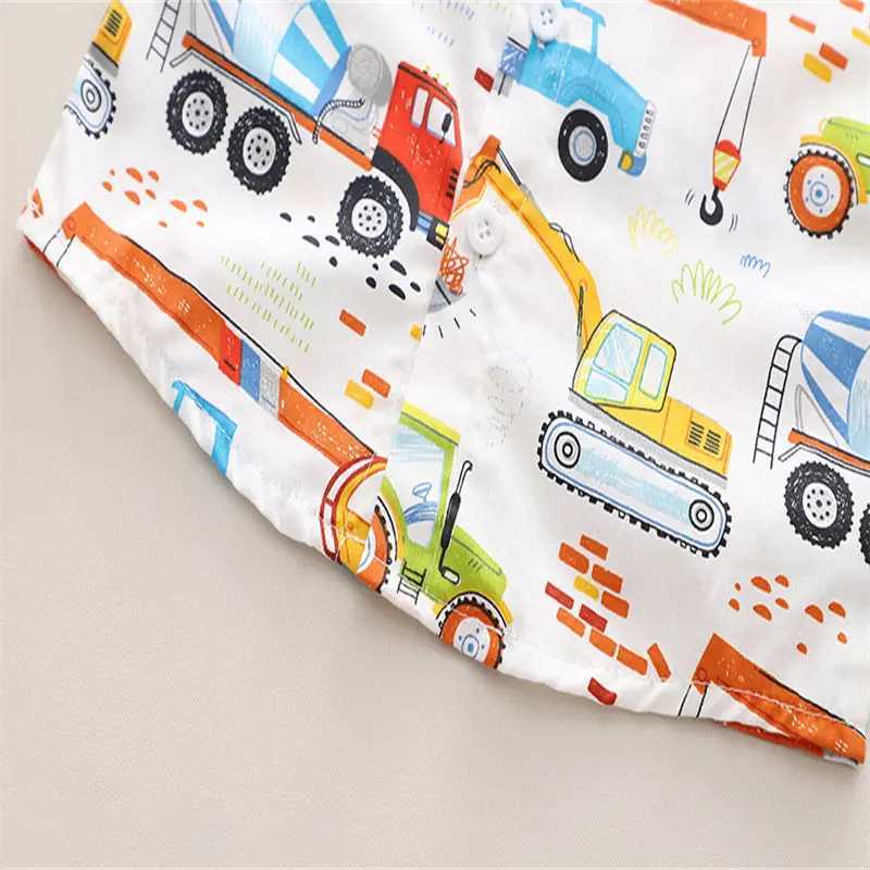Clothing Sets Summer Casual Clothes Suit Kids Boys Girls Full Printe Car Digging Machine T-Shirt Short Pants 2pcs/sets Infant Outwear H241214