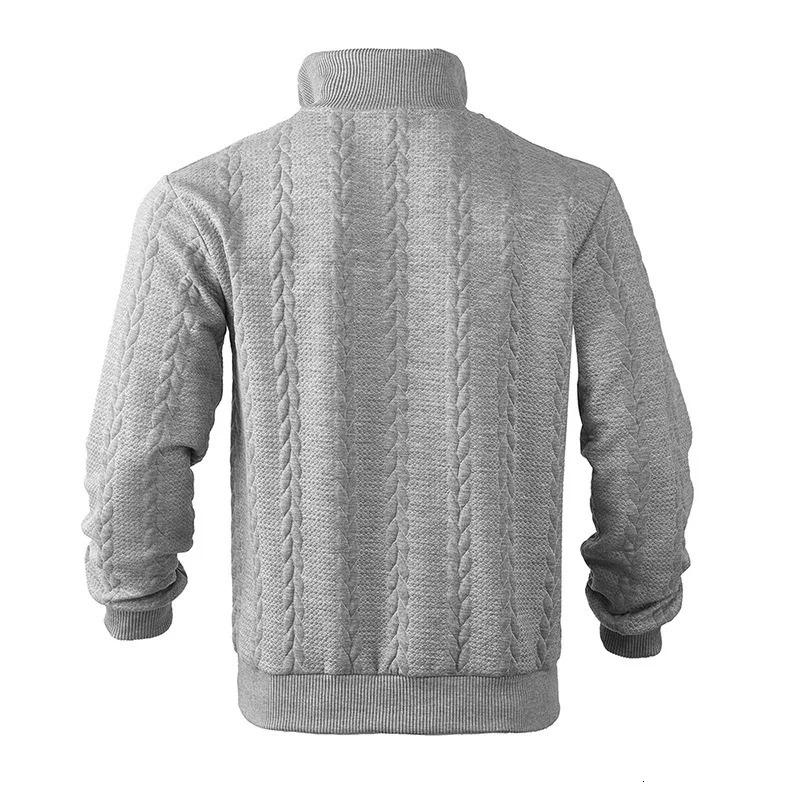 2025 Casual Stand up Collar Half Zipper Loose Knitted Jacquard Autumn and Winter Sleeping Sweater Mens Top 241214