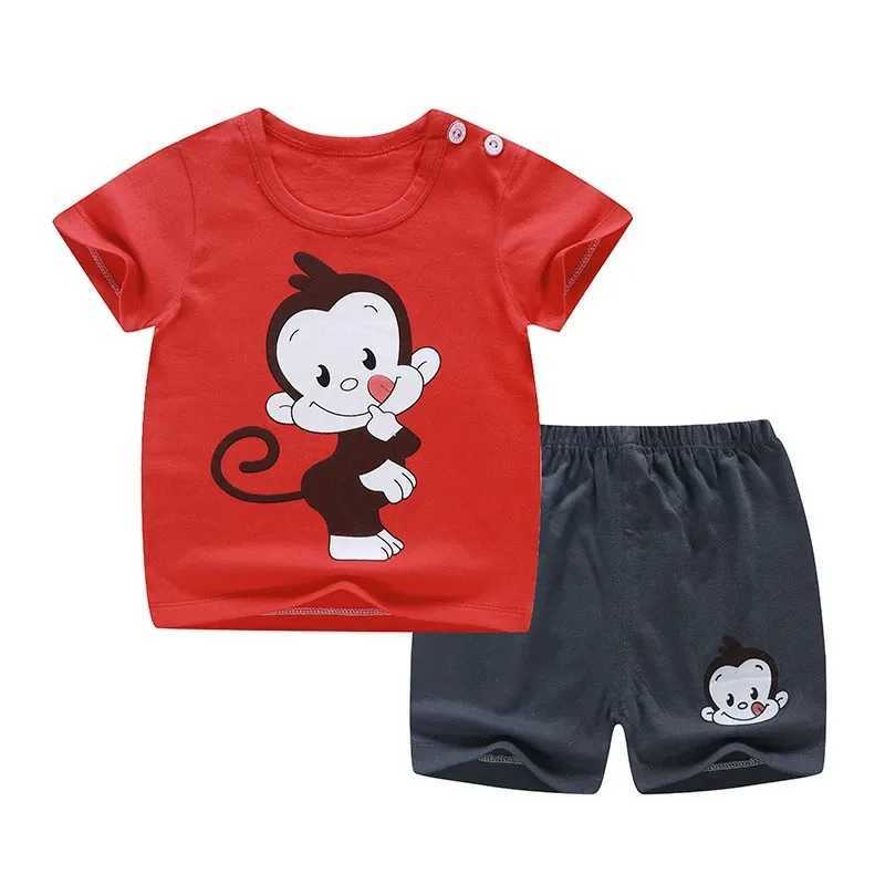 Clothing Sets Casual Short Sleeve Tees +Shorts Children Cute Summer Clothing New Crewneck Tshirt 2 Piece/Set Boys Baby Fashion Tracksuits H241214