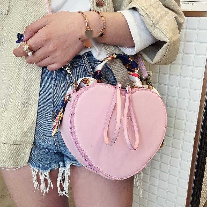 New Fashion Bags Trendy Womens Bag Peach Heart Small Bag Silk Scarf Handbag Single Shoulder Crossbody Bag