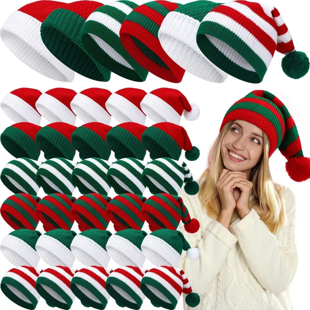36 Christmas Knitted Santa Claus Hats Adult and Children Crochet Christmas Hats Bulk Winter Christmas Bean Hats 241211