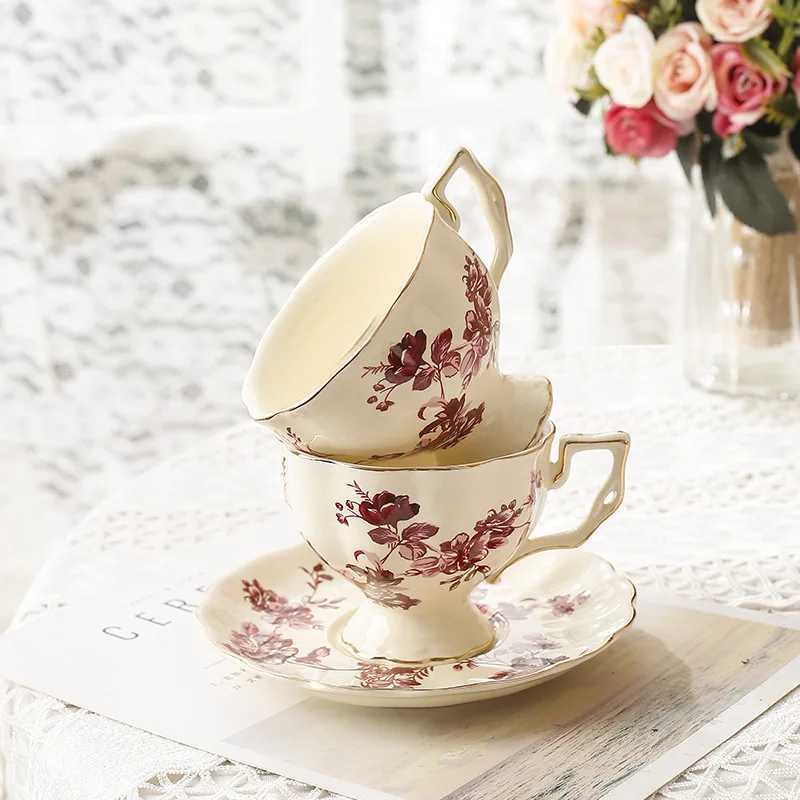 French Orchid Teapot Afternoon Teacup Sauce Coffee Cup British He Palace Style Ceramic Coffee Cup and Pot Set Y241214