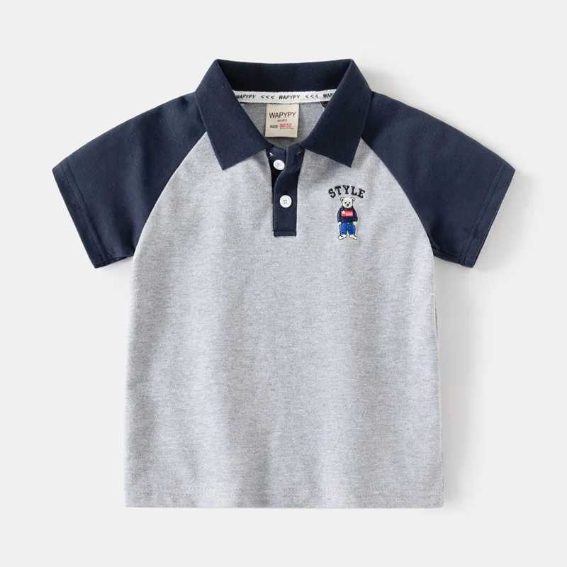 Clothing Sets Summer Teenage Boy Lapel Clothes Children Embroidery Cartoon Bear Tshirt and Shorts Set Kid Short Sleeve Top Buttom 2pcs Outfits H241214