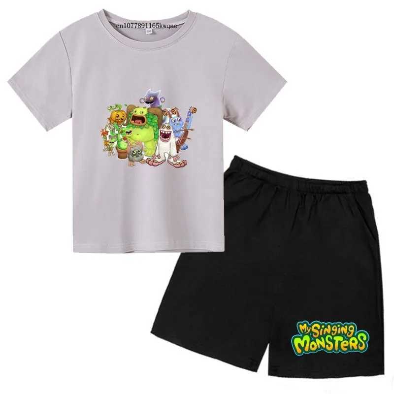 Clothing Sets My Singing Monsters Kids Summer Casual 2pcs T-shirts+Pants Suits 3-14 Years Boys Girls Cute Outfits Children Gift Clothes Sets H241214