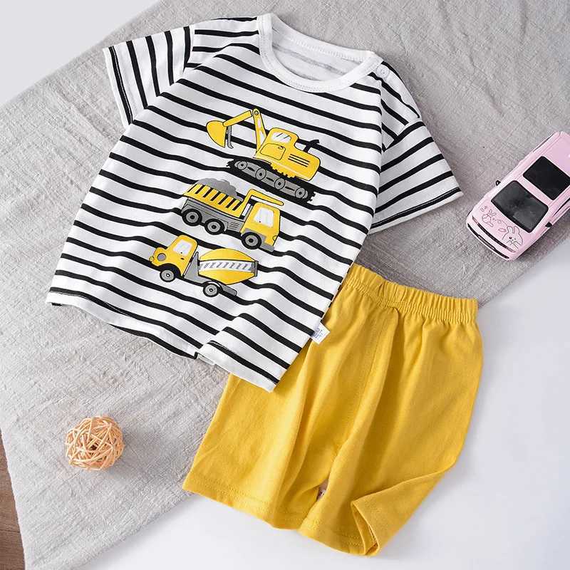 Clothing Sets Summer Childrens Short-Sleeved Suit Cotton Boys Girls Clothing Set Version Of Baby Clothes Girls T-shirt Children clothing H241214