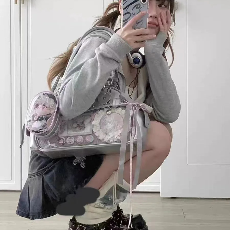 Girl Cute Kawaii Ita Bag Y2K Double Shoulder Ulzzang Cross Body Bag JK Uniform Handbag 241212