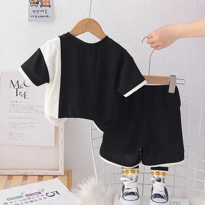 Clothing Sets Kids Boy Printing Patchwokr T Shirt Shorts Summer Children Baby Outing Clothes 2Pcs/Set Infant Kids Toddler Tracksuits 0-5 Years H241214
