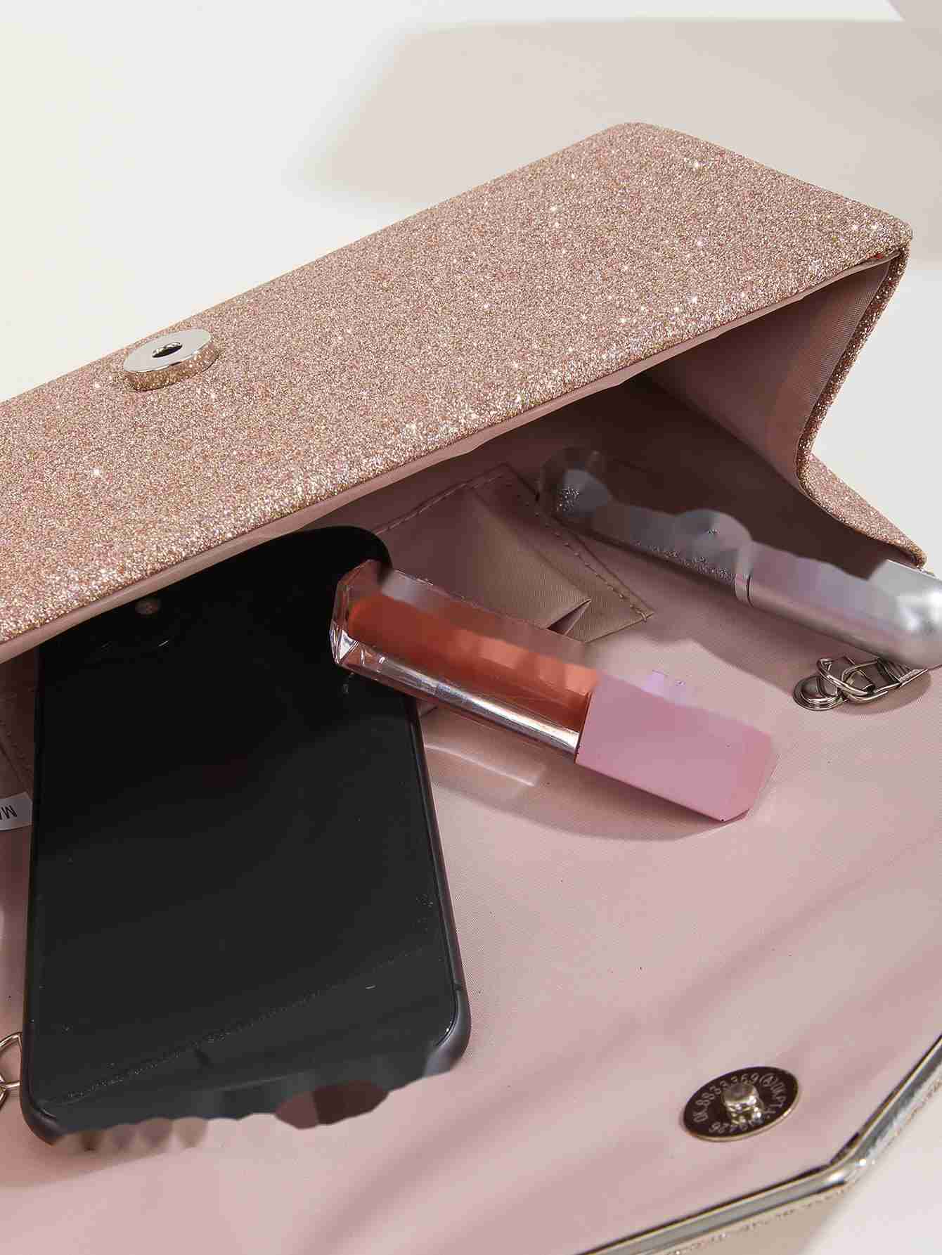 Clutch Bag New Fine Flash Dinner Bag Metal Three Fold Bag Holding One Shoulder Messenger Dress Evening Bag 240920