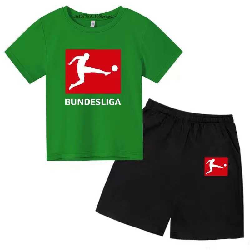 Clothing Sets Kids BUNDESLIGA Print Summer Sweat-wicking T-shirts+Pants 2pcs Sporty Suits 2-13 Years Boys Girls Leisure Outfits Children Sets H241214