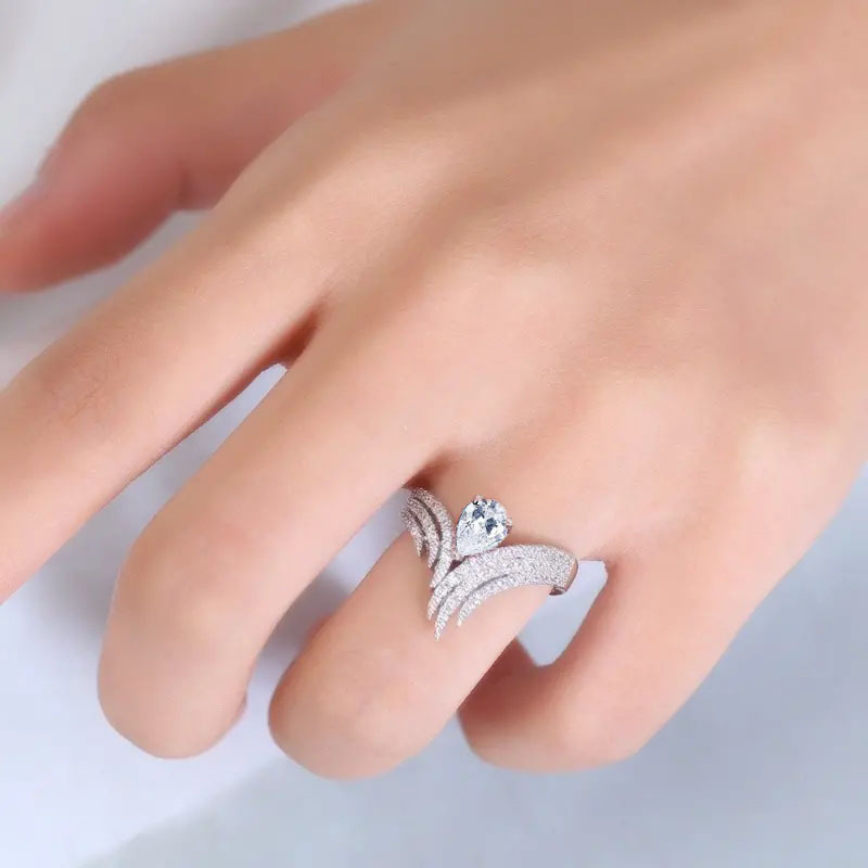 Choucong Drop Ship Ins Top Sell Wedding Rings Luxury Jewelry 925 Sterling Silver Fill Water Drop Multicolor Zircon CZ Diamond Party Eternity Women Win