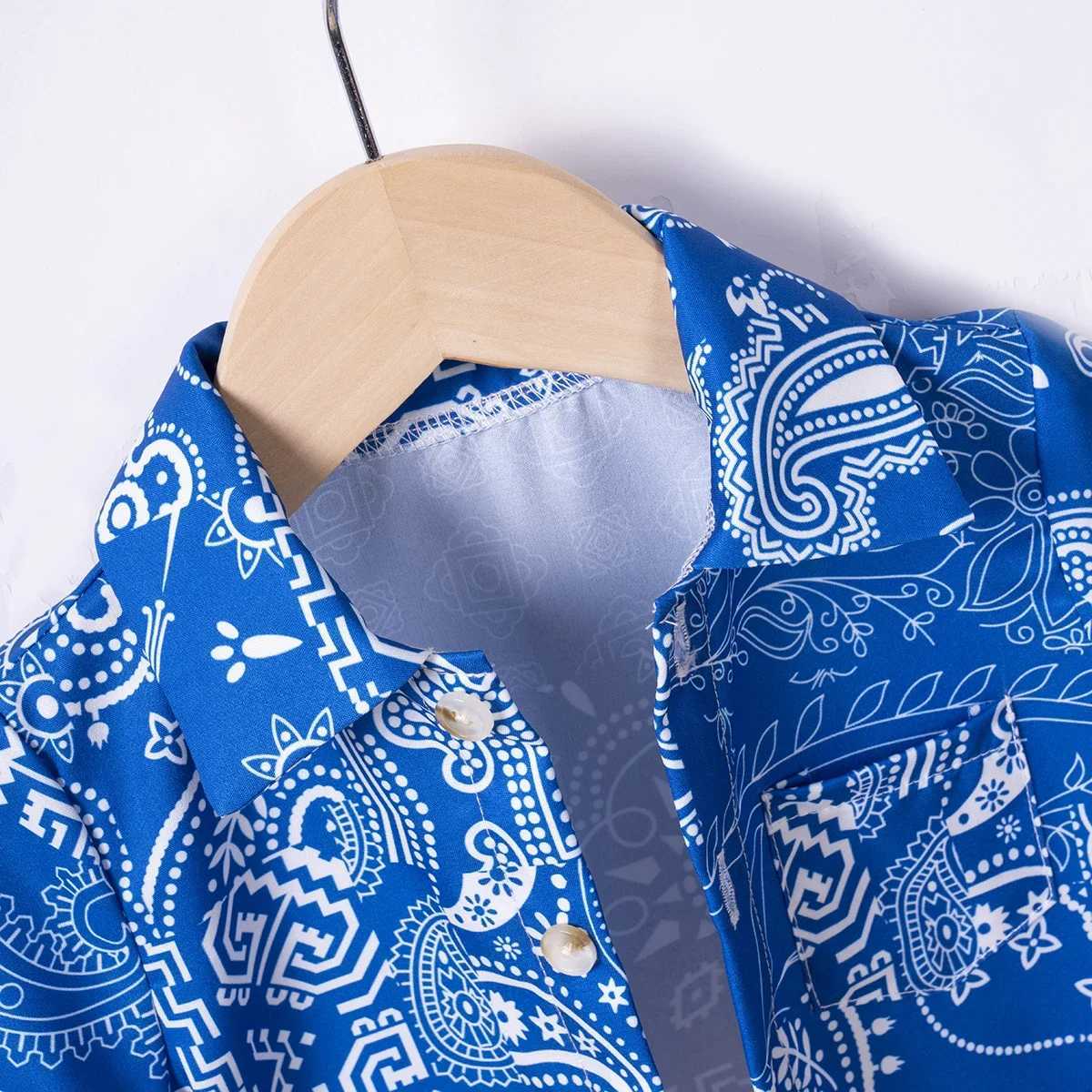 Clothing Sets New Boys Summer Shirt Suit Loose Cardigan Short-sleeved Shorts Suit Childrens Fashion Casual Suit H241214