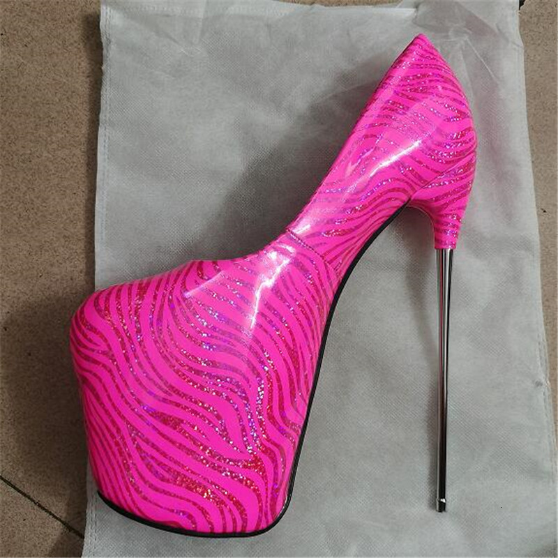 Crossdresser Brand Fetish Stiletto 22Cm Metal Thin Heels Platforms Women Wedding Shoes Dance Female RED PINK Party Pumps