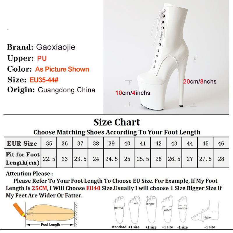 Spring Women Shoes Strip Show 20Cm Extreme High Heels Pole Dancing White Modern Round Toe Platform Lace-Up Short Boots