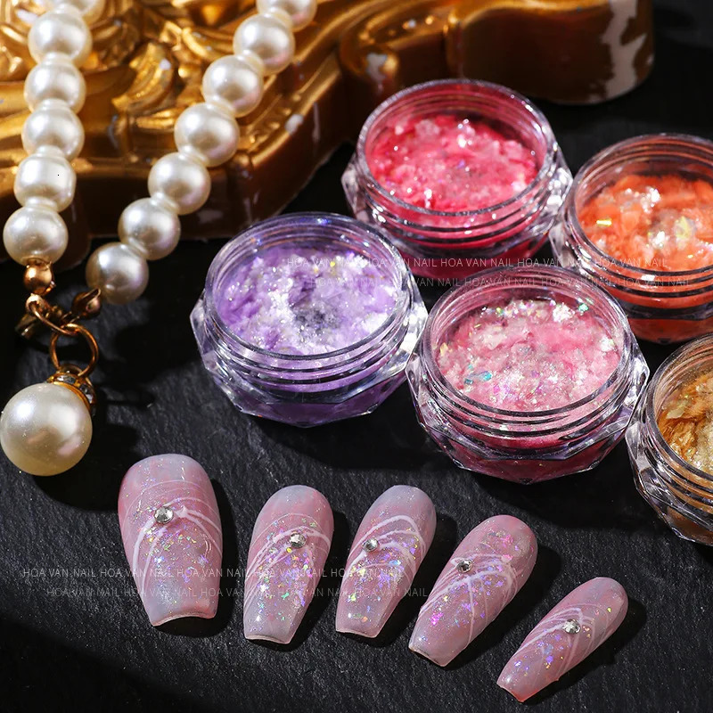 1Pc ultrathin nail art glitter powder Aurora opal decoration 12 color handmade 241213