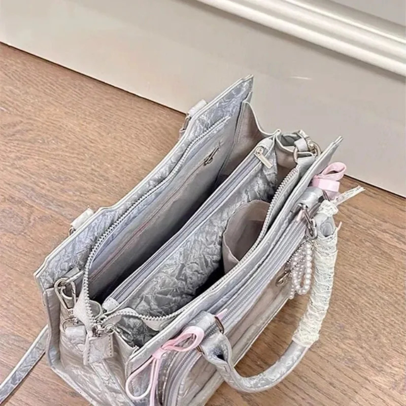 Bows Transparent Pocket Pain Bags High Capacity Japanese Lolita Girls Handbags Harajuku JK Uniform Crossbody Bag PU Y2k Ita Bag 241212