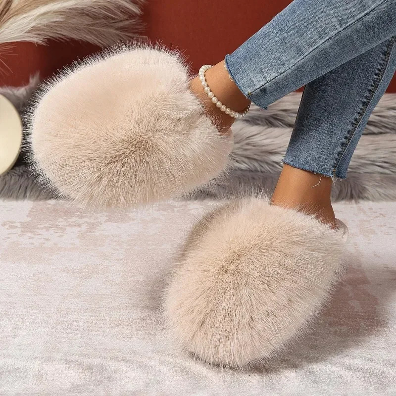 Innovative Indoor Slippers for Women Antislip Round Head Keep Warm One Kick Shoes Suede Light Home Slipper 241214
