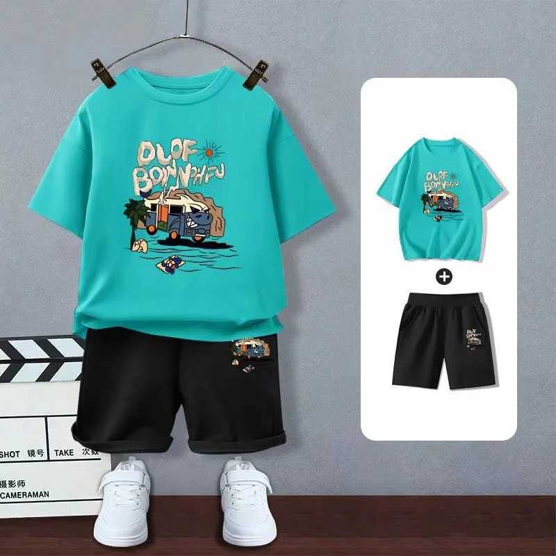 Clothing Sets Summer Baby Girls Clothes Set Kid Boy Train Printed T-Shirts And Shorts 2pcs Suit Children Short Sleeve Top Bottom Tracksuits H241214