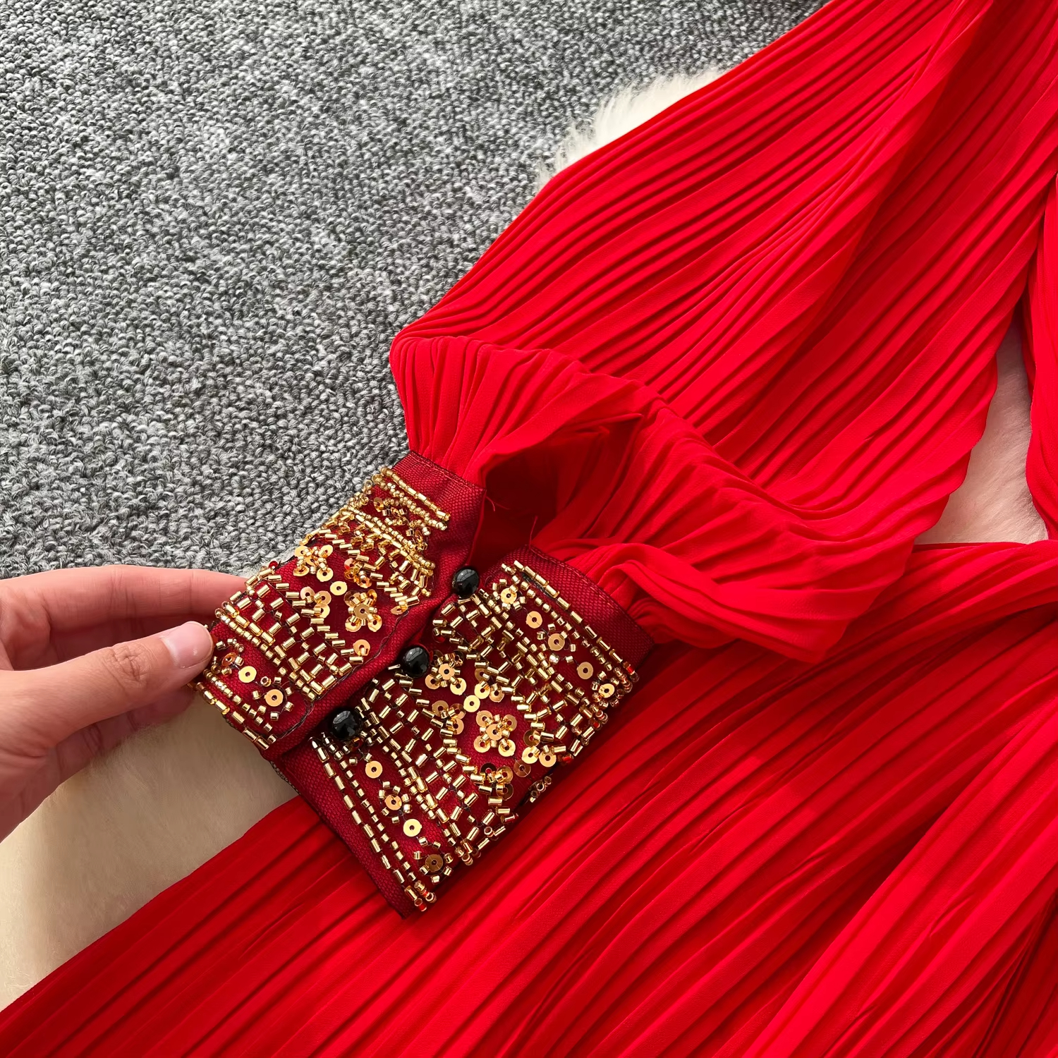 Runway Women Dresses Pleated Sequins Bling Dress Women Long Sleeve Party Dresses O Neck Side Slit Evening Vestidos With Back Zipper Dropship