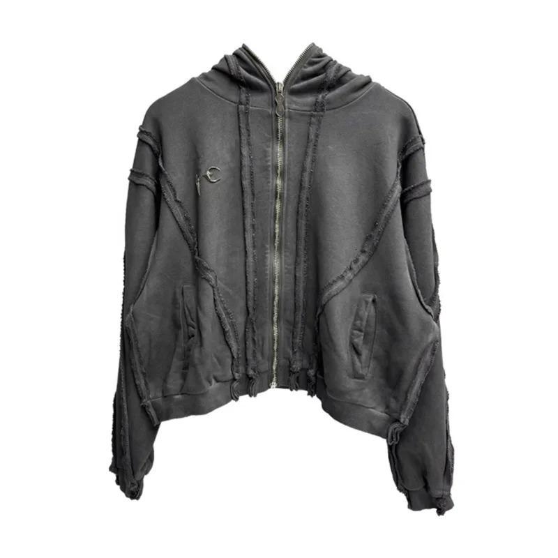 PFNW Worn Out Deconstructes Mens Sportswear Cardigan Mens High Street Niche Masked Hoodie 2024 Spring Trend 28W2570 241209