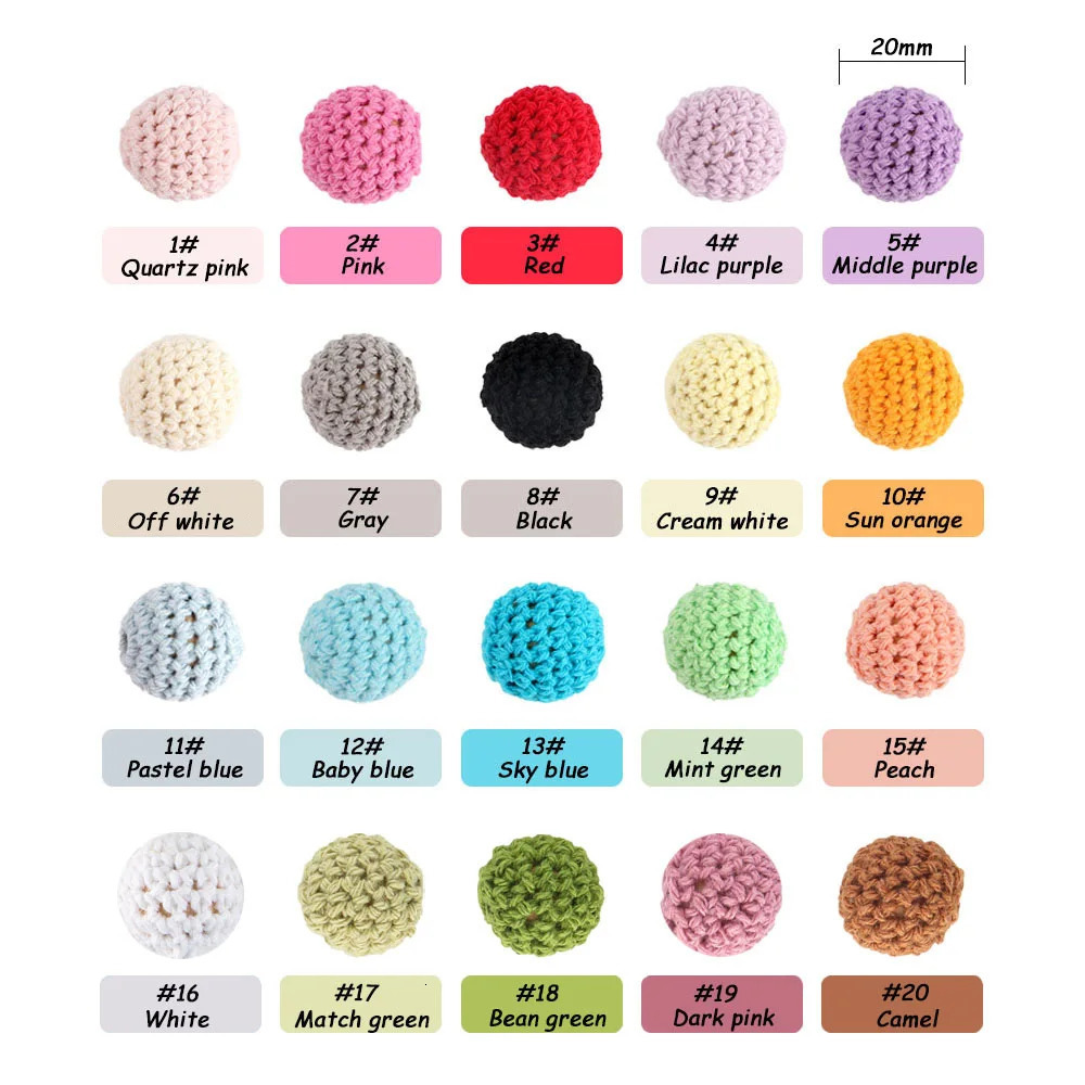 Kovict 1020 pcsbatch crochet round wooden beads mixed handmade 1620mm chewable DIY care jewelry organic bracelet 241212