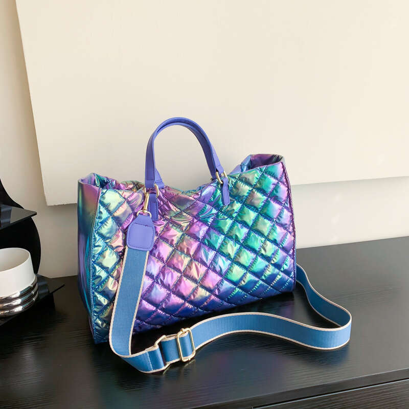 Small niche design cotton handbag, women's high-end feeg dia grid embroidery thread tote large capacity single shoulder crossbody bag, 2024 new c