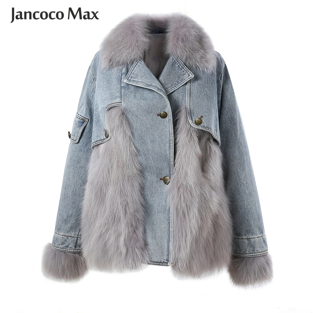 Winter fur coat womens fashion fox fur Parka warm coat womens clothing denim jacket with fur jeans S3502 241210
