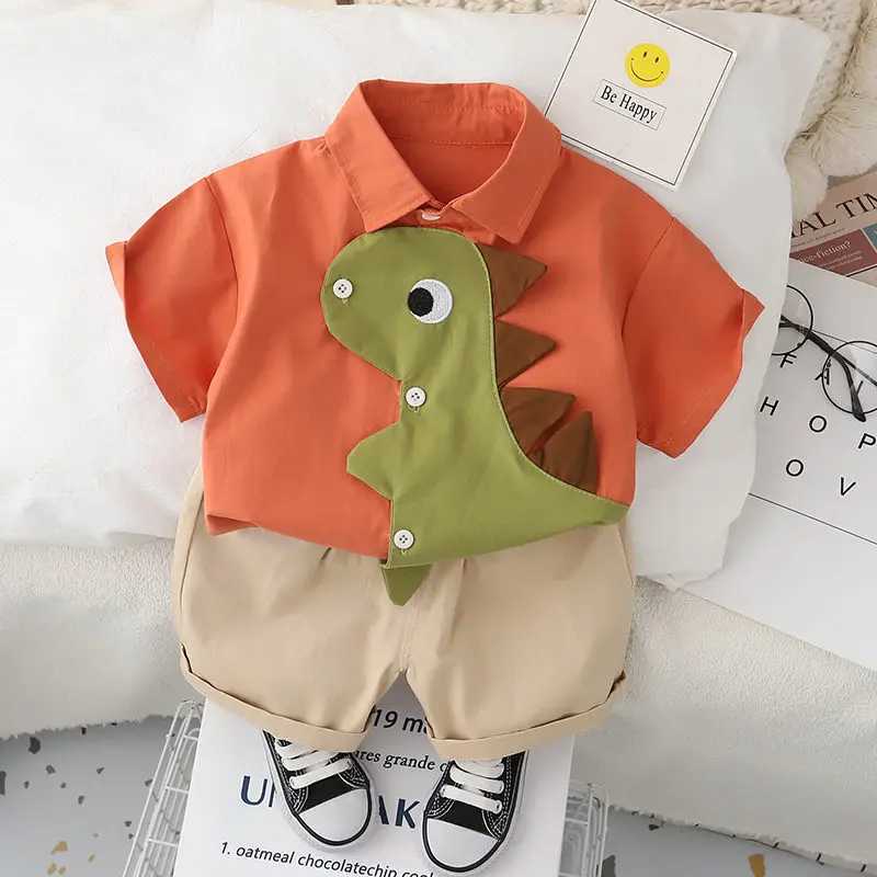 Clothing Sets Cotton Clothes Kids Boy Summer Children Patchwork Dinosaur Shirts Shorts 2Pcs/Set Fashion Toddler Tracksuits 1 2 3 4 5 Years H241214
