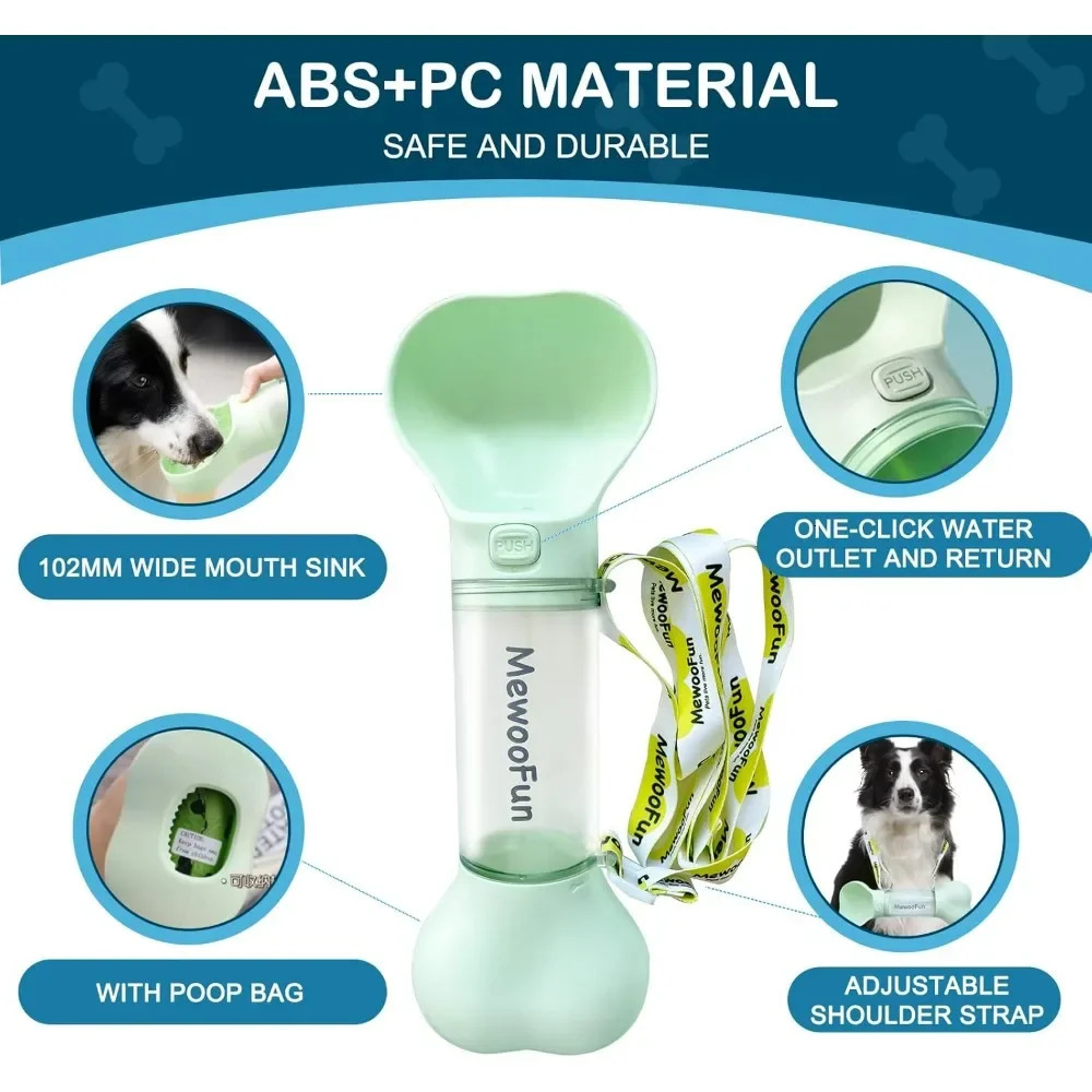free shipping High Quality 286ml lti-functional Outdoor Unique with Poop Bag Dog Feeders Pet Travel Water Bottle No Spills 241214