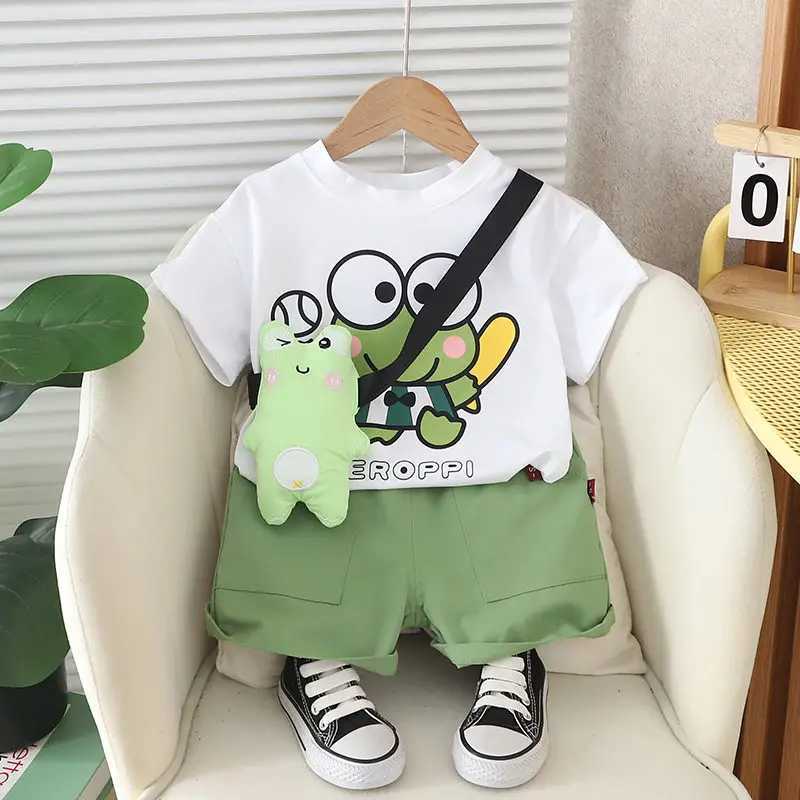 Clothing Sets Boy Summer Newborn Children Clothing 2pcs/Set Short Sleeve Cartoon T-Shirts Pants With Toy Tracksuit Suit 1 2 3 4 5 Years H241214