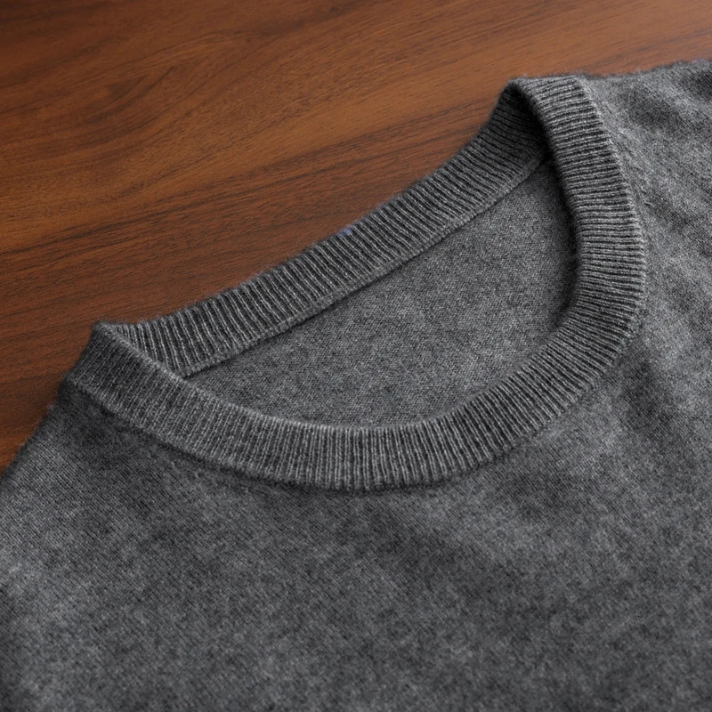 ZYCZCXX LongSleeved Pullover Mens 100% Merino Wool Oneck Sweater Autumn and Winter Basic Solid Color Knit Top Clothes 241209