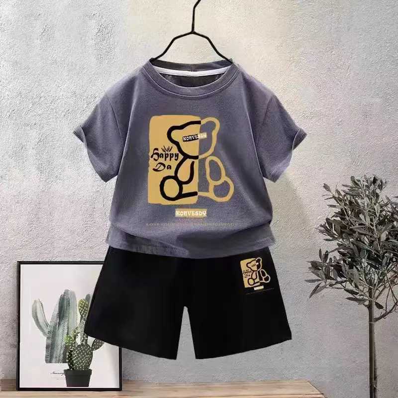 Clothing Sets Summer Children Boy Clothes Cartoon Short Sleeve T-shirts and Shorts 2 Pieces Set for Baby Girls Kid Casual Top Bottom Outfits H241214